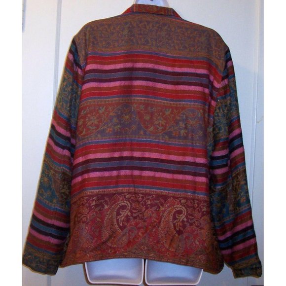 Coldwater Creek Women's Blazer‎ Paisley Striped Red - Picture 3 of 4